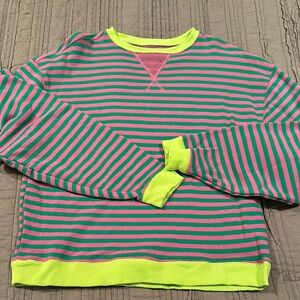 Free People Striped Neon Green and Pink Sweatshirt